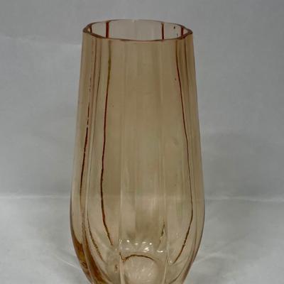 Peachy Pink Fluted Glass Vase