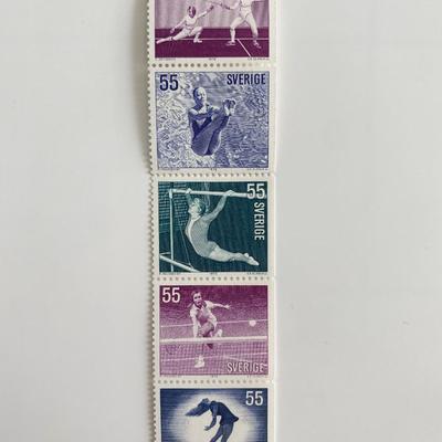 Set of 5 55 cent Swedish winter sports stamps