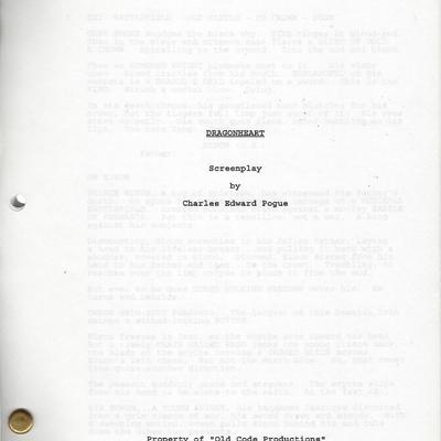 Dragonheart unsigned original movie script 