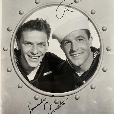 Frank Sinatra, Gene Kelly signed movie photo. GFA Authenticated