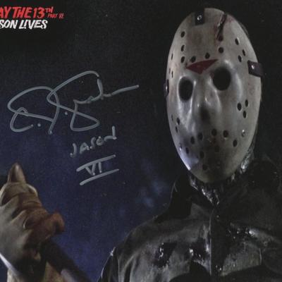 C.J. Graham signed "Friday the 13th Part VI Jason Lives" signed movie photo