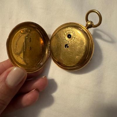 14k Gold Pocket Watch with Diamond Accents (DR-TF)