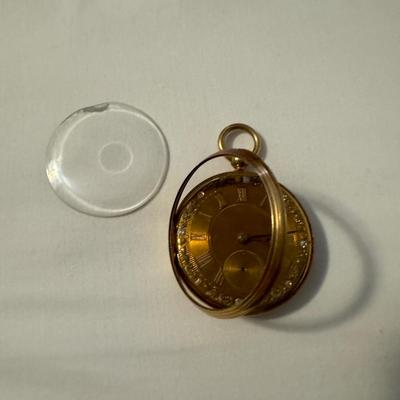 14k Gold Pocket Watch with Diamond Accents (DR-TF)