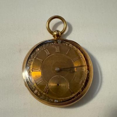 14k Gold Pocket Watch with Diamond Accents (DR-TF)