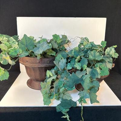 Metal Planters with silk greens
