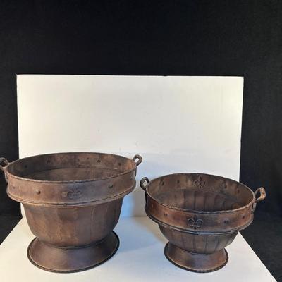 Metal Planters with silk greens