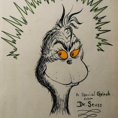 Dr. Seuss hand drawn and signed sketch 