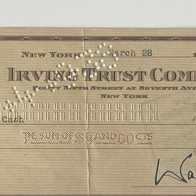 Columnist Walter Winchell signed check 