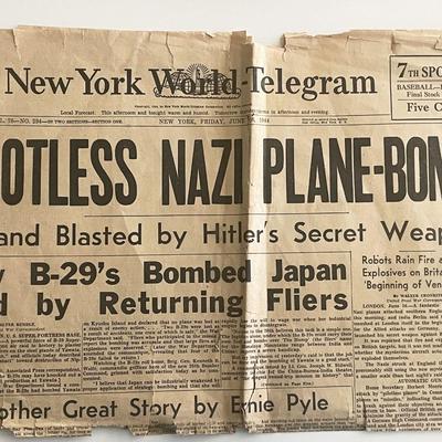 WWII 1944 New York World Telegram Vintage Newspaper