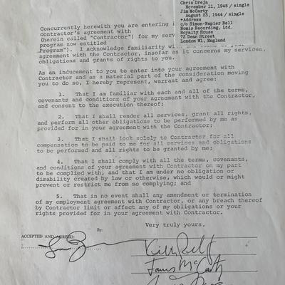 The Yardbirds signed contract