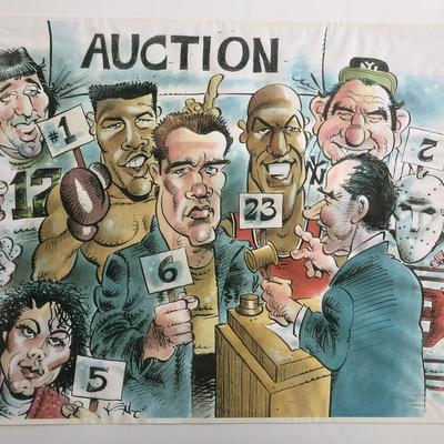Richard Nixon Celebrity Auction Caricature Print