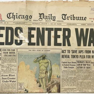 WWII 1945 Chicago Daily Tribune Original Vintage Newspaper
