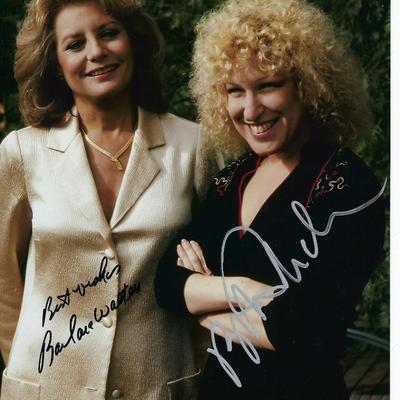 Barbara Walters and Bette Midler signed photo