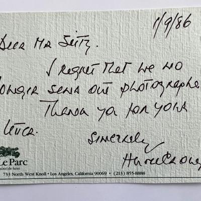 Hume Cronyn signed postcard