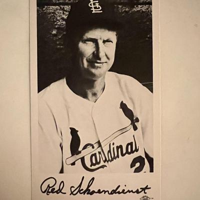 Red Schoendienst facsimile signed photo. 3x5 inches