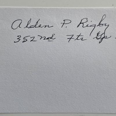 WW2 pilot Alden P. Rigby signature cut 