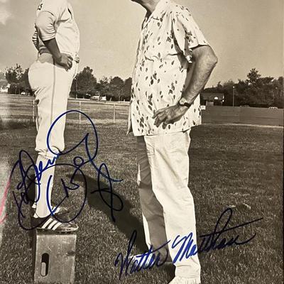 The Bad News Bears Walter Matthau and Tatum O'Neal signed movie photo 