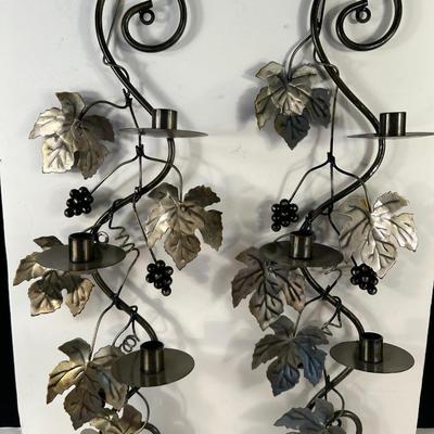 Lot 181. 3 Metal Taper Candle Wall Sconces