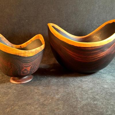 Lot 179. Two Hand Carved Wooden Bowls