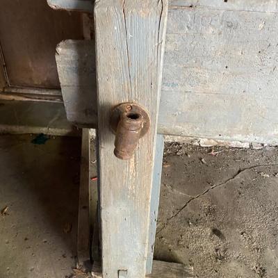 Vintage Wood Workbench With Wooden Vise