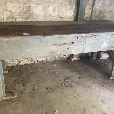 Vintage Wood Workbench With Wooden Vise