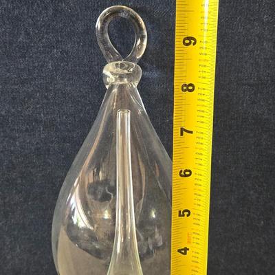 "Thunder Bottle" Hand Crafted Twisted Glass Spout Barometer with Hanging Hook Stand