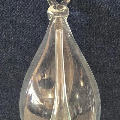 "Thunder Bottle" Hand Crafted Twisted Glass Spout Barometer with Hanging Hook Stand