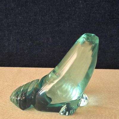 Greenish Blue Glass Seal Paperweight