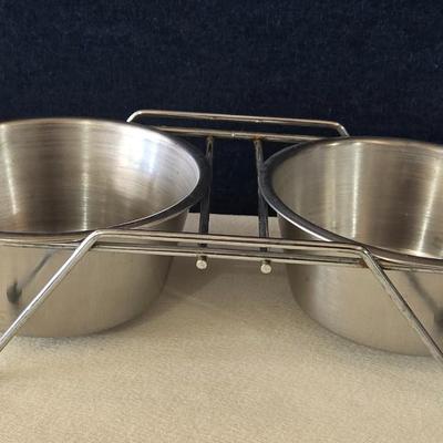 Stainless Dog Bowls with Stand, Collar, and Leash