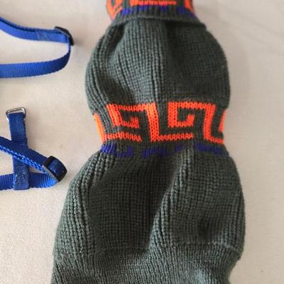 (2) Small Pet Sweaters and Harness