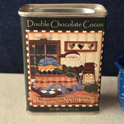 Mini Enamel Coffee Cup and Santa Cocoa Tin Deco