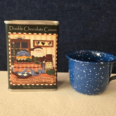 Mini Enamel Coffee Cup and Santa Cocoa Tin Deco