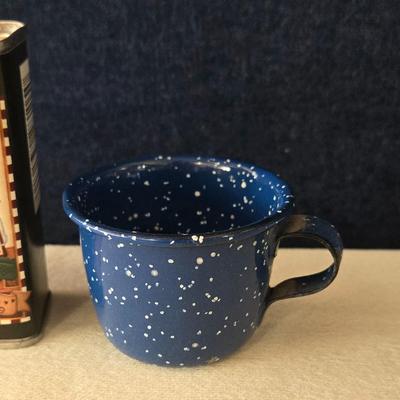 Mini Enamel Coffee Cup and Santa Cocoa Tin Deco