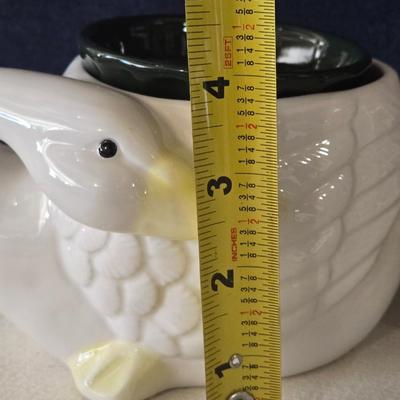 Tiny Talk Ceramic Egg, Small Basket, and Ceramic Swan Planter