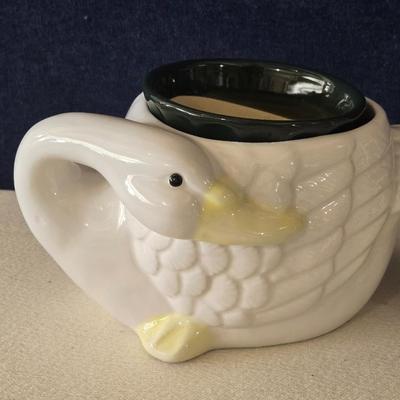 Tiny Talk Ceramic Egg, Small Basket, and Ceramic Swan Planter