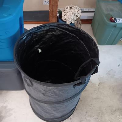 3 STORAGE TOTES AND A COLLAPSIBLE WASTE CAN