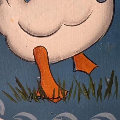 Vintage Heavy Iron with Handpainted Goose