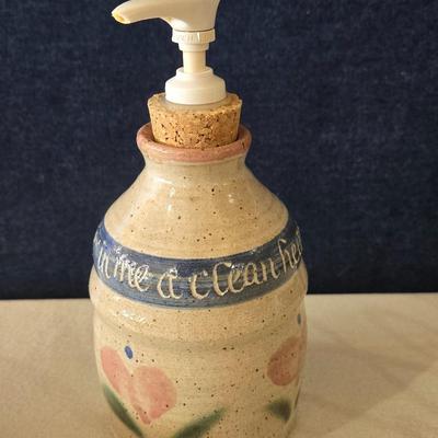 Ceramic Country Cottage Style Platter and Ceramic Handsoap Dispenser