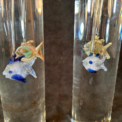 Lot 127. Decorative bottles with glass fish
