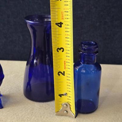 Mini Cobalt Blue Glass Bottles / Vases