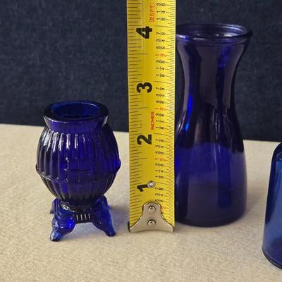 Mini Cobalt Blue Glass Bottles / Vases