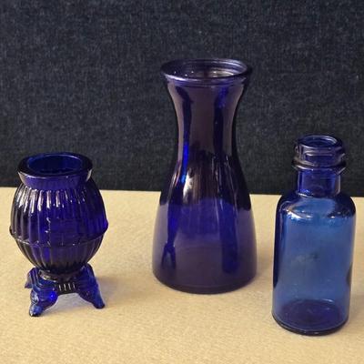 Mini Cobalt Blue Glass Bottles / Vases