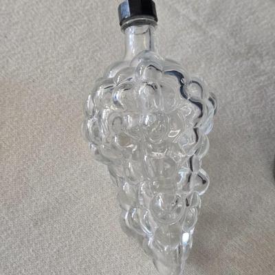 Small Vintage Purple Glass Vase and Grape Shape Clear Glass Bottle