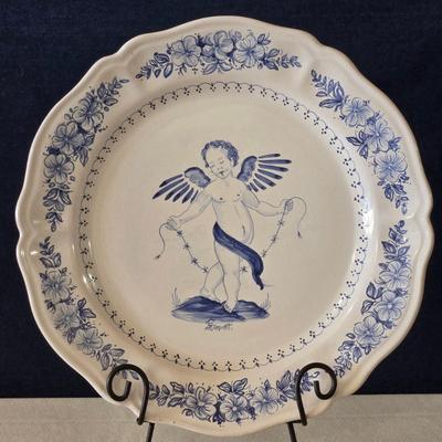 Beautiful Handpainted & Signed Classical Style Angel Plate
