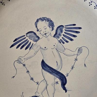 Beautiful Handpainted & Signed Classical Style Angel Plate