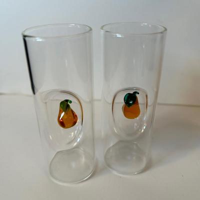 Lot 131 Decorative Pear Bottle w/glasses