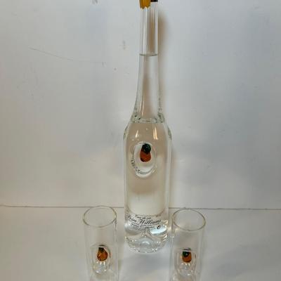 Lot 131 Decorative Pear Bottle w/glasses