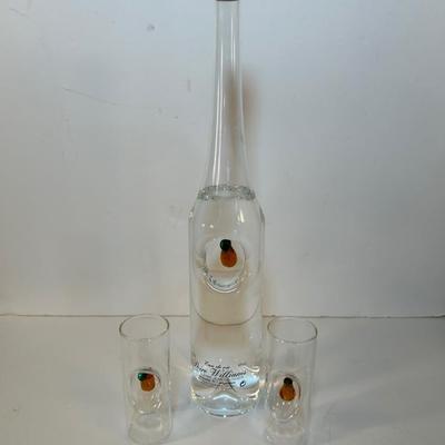 Lot 132 Decorative Pear Bottle w/Glasses