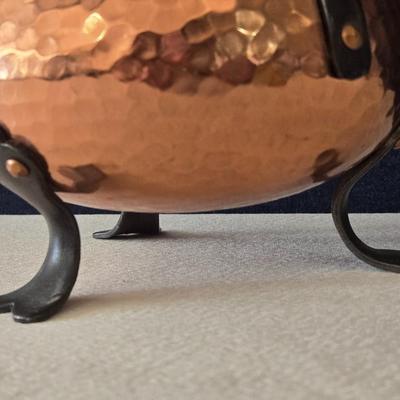 Vintage Hammered Copper Cauldron