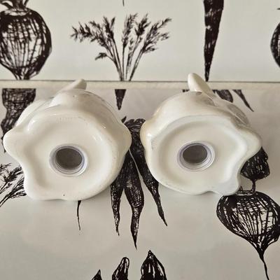 (2) Spring Placemats with Cork Bottoms and Ceramic Bunny Salt & Pepper Shakers